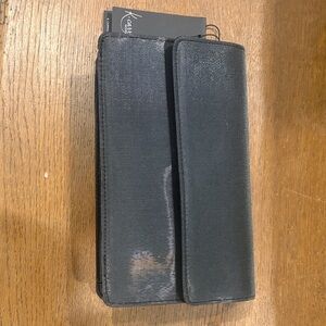 Black Textured Clutch Wristlet